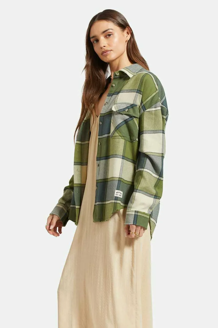 Bowery Women's Classic L/S Flannel - Blue Mirage/Dill Plaid sold by Brixton product image thumbnail 2