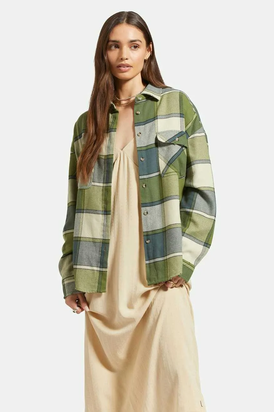 Bowery Women's Classic L/S Flannel - Blue Mirage/Dill Plaid sold by Brixton
