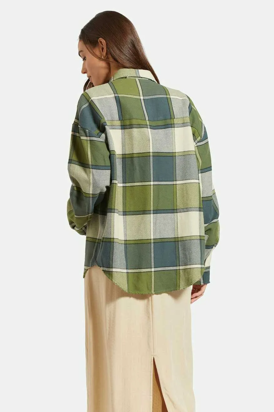 Bowery Women's Classic L/S Flannel - Blue Mirage/Dill Plaid sold by Brixton product image thumbnail 3