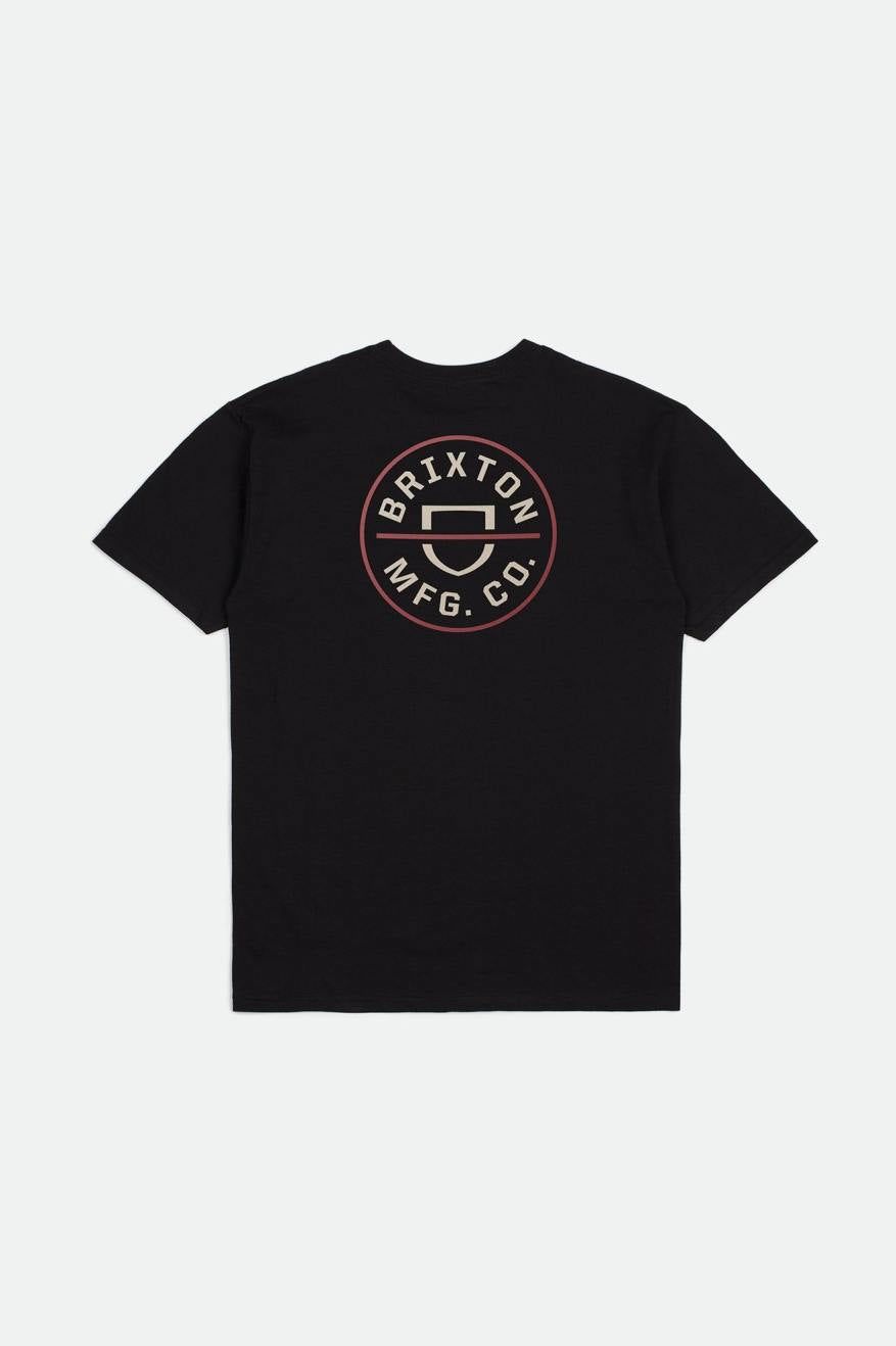 Crest II S/S Standard Tee - Black/Whitecap/Dusty Cedar sold by Brixton