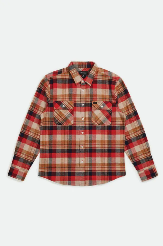 Bowery L/S Flannel - Red/Copper sold by Brixton