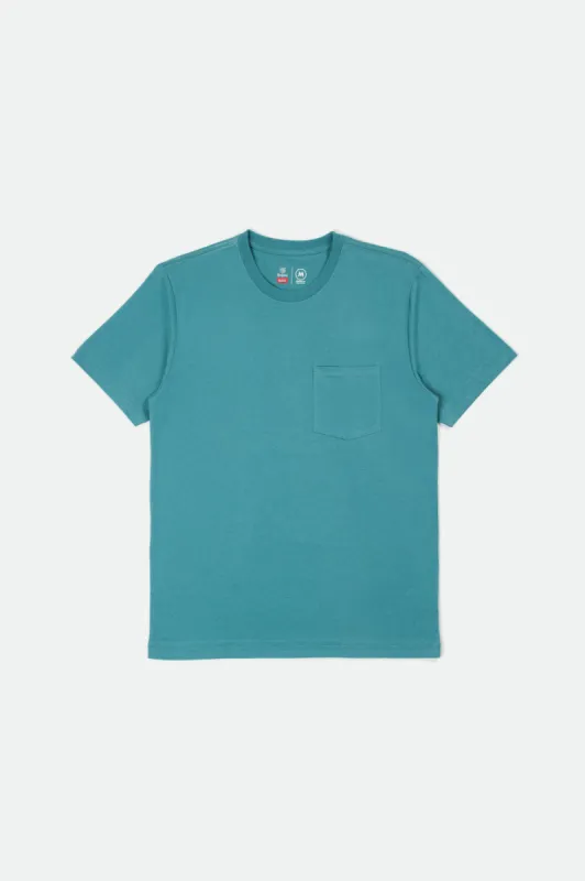 Basic S/S Pocket Tee - Aqua sold by Brixton