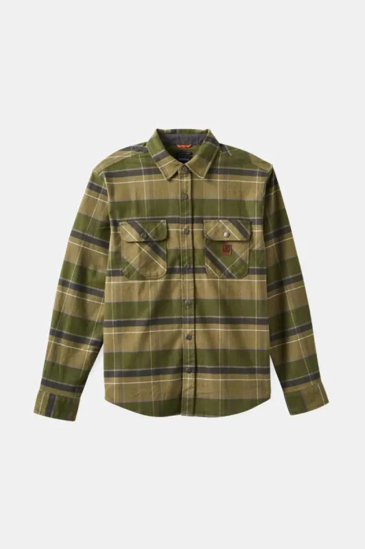 Builders Bowery Stretch Water Resistant L/S Flannel - Dill/Olive Surplus/Washed Black sold by Brixton