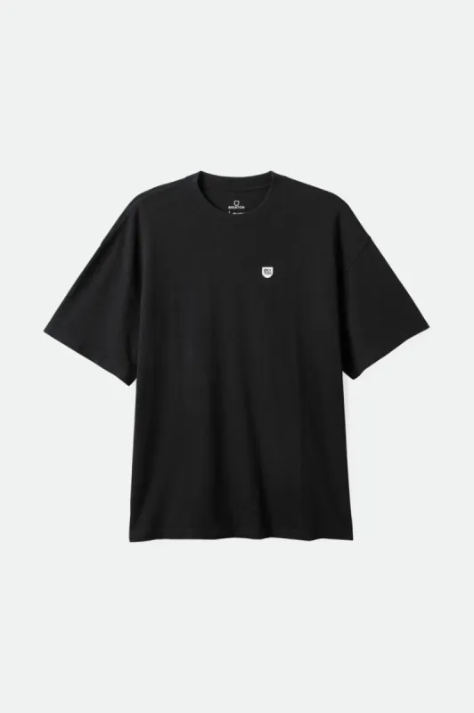 Brxtn Shield S/S Heavyweight Relaxed Tee - Black Classic Wash sold by Brixton