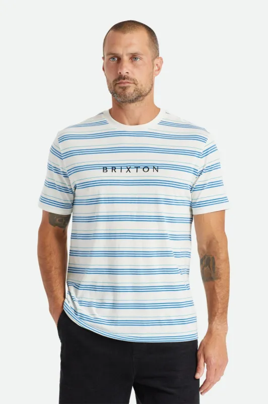 Hilt Alpha Line S/S Knit - Off White/Sky Blue/Teal sold by Brixton
