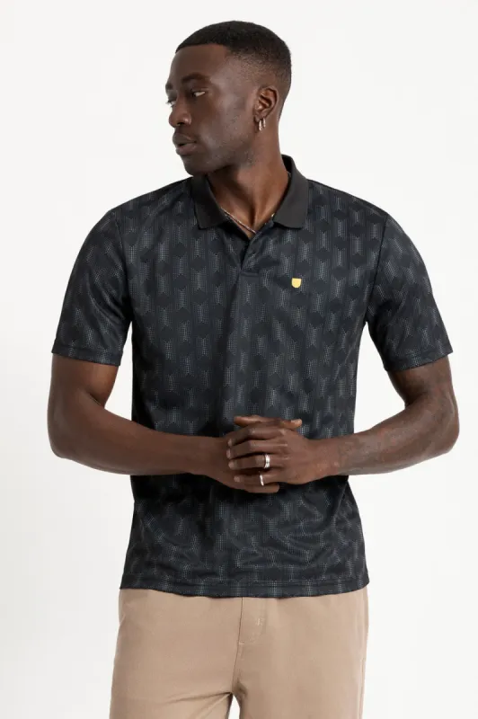 Proper Utility Mesh S/S Polo - Black/Grey sold by Brixton