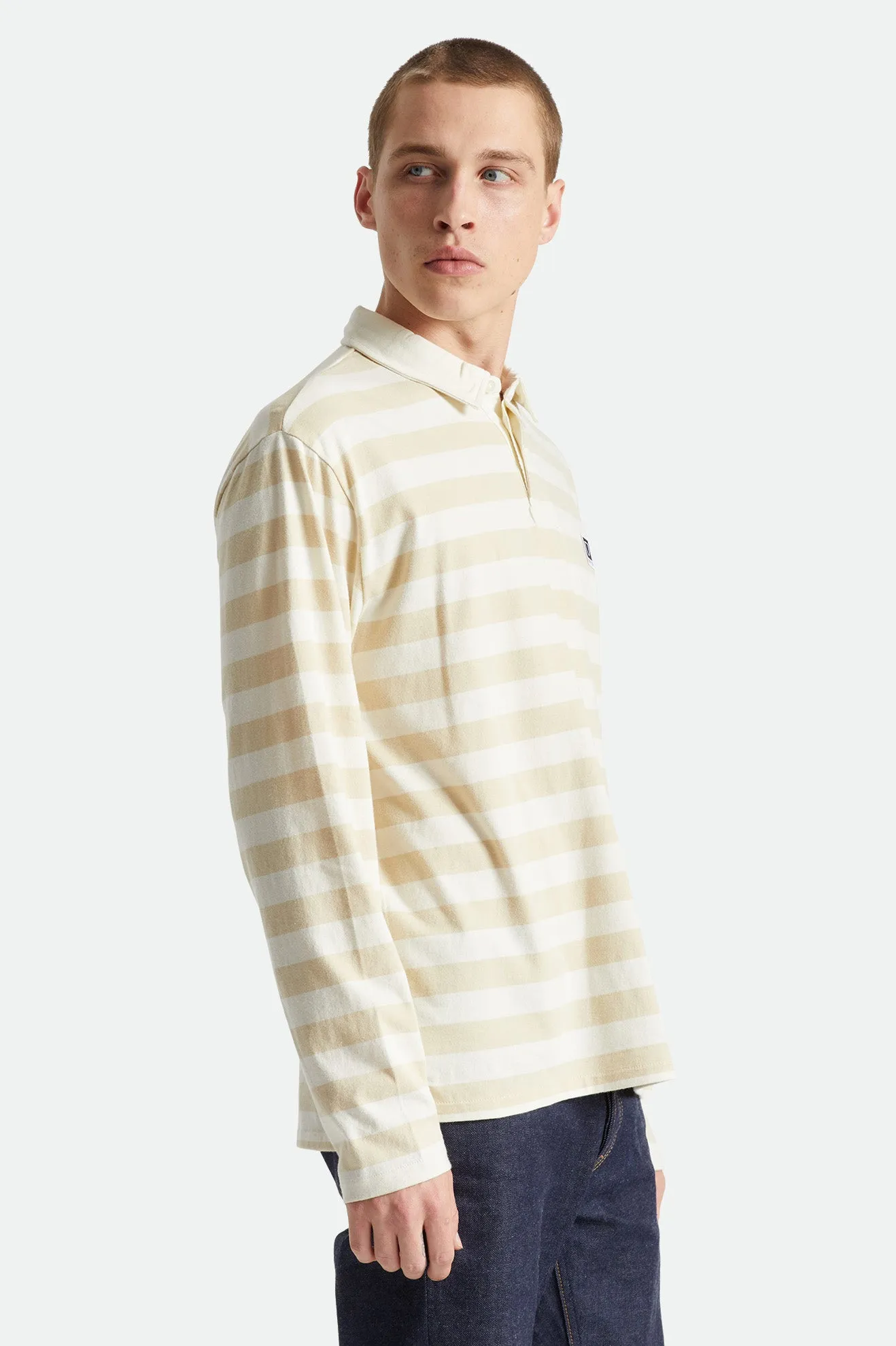 Beta Rugby L/S Knit Top - Gravel/Off White sold by Brixton product image thumbnail 4