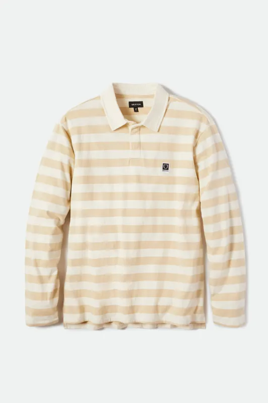 Beta Rugby L/S Knit Top - Gravel/Off White sold by Brixton