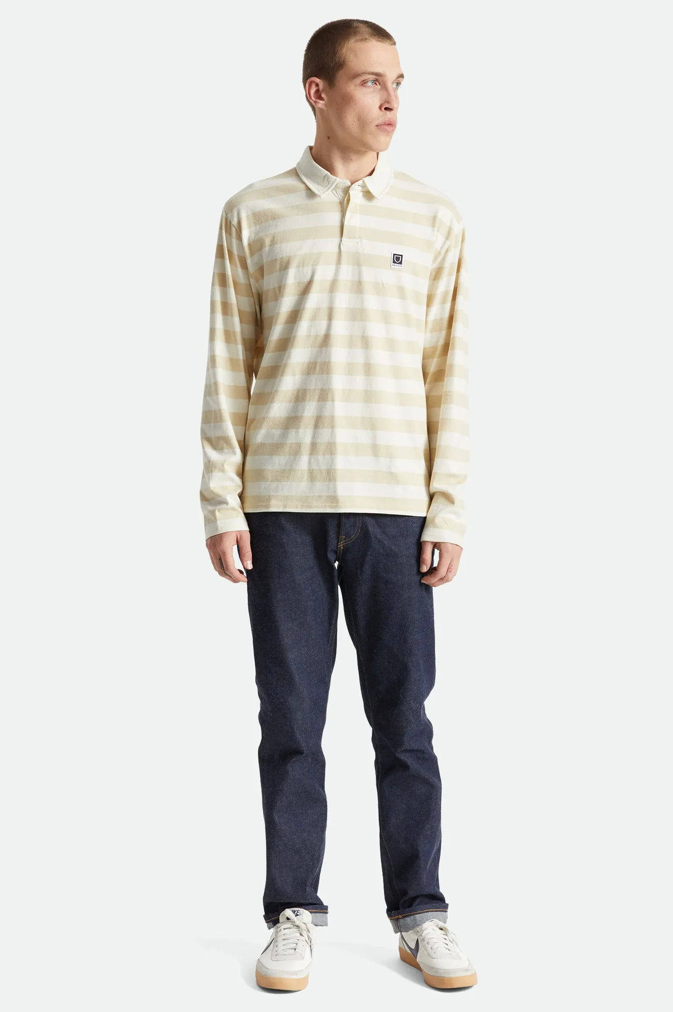 Beta Rugby L/S Knit Top - Gravel/Off White sold by Brixton product image thumbnail 3