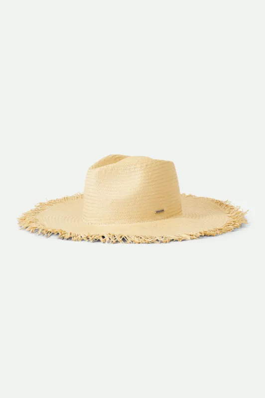 Jo Straw Frayed Fedora - Honey sold by Brixton