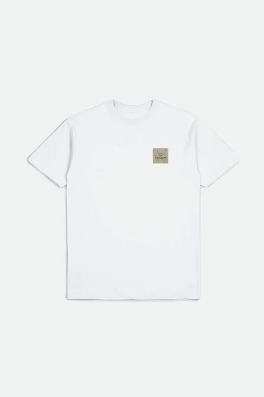 Alpha Square S/S Standard Tee - White/Washed Navy/Sepia sold by Brixton