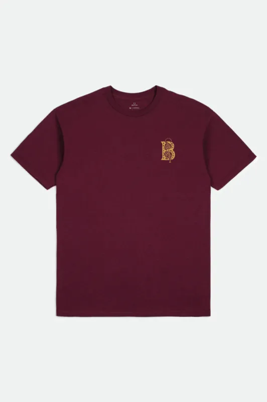 Crawler S/S Standard Tee - Burgundy sold by Brixton