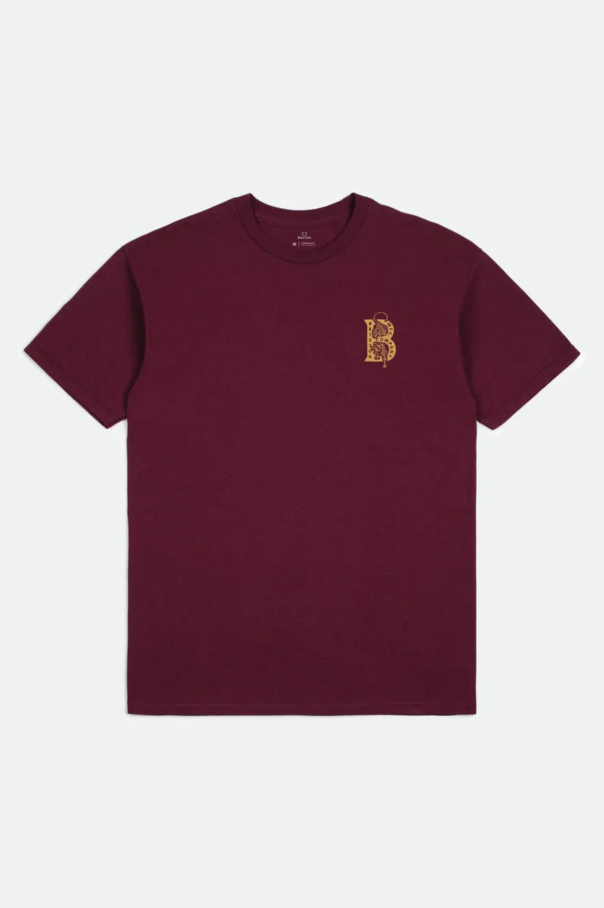 Crawler S/S Standard Tee - Burgundy sold by Brixton