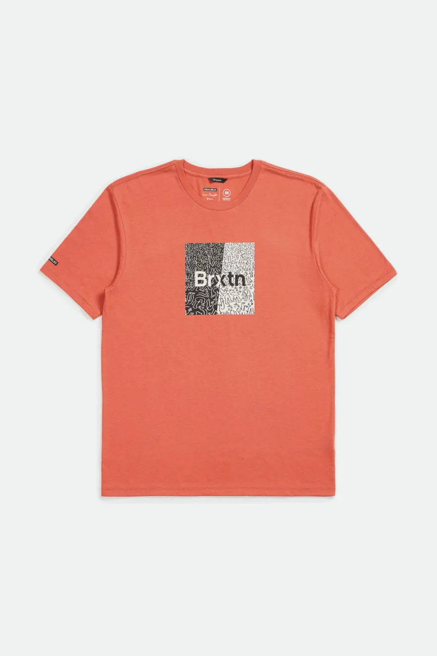 Crowd Art S/S Tee - Coral sold by Brixton