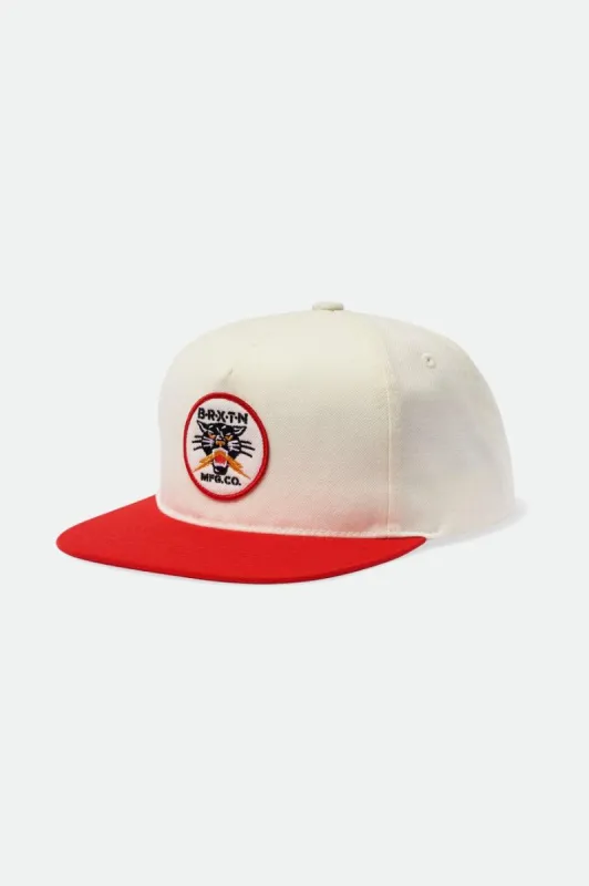 Sparks MP Snapback - Off White/Aloha Red sold by Brixton