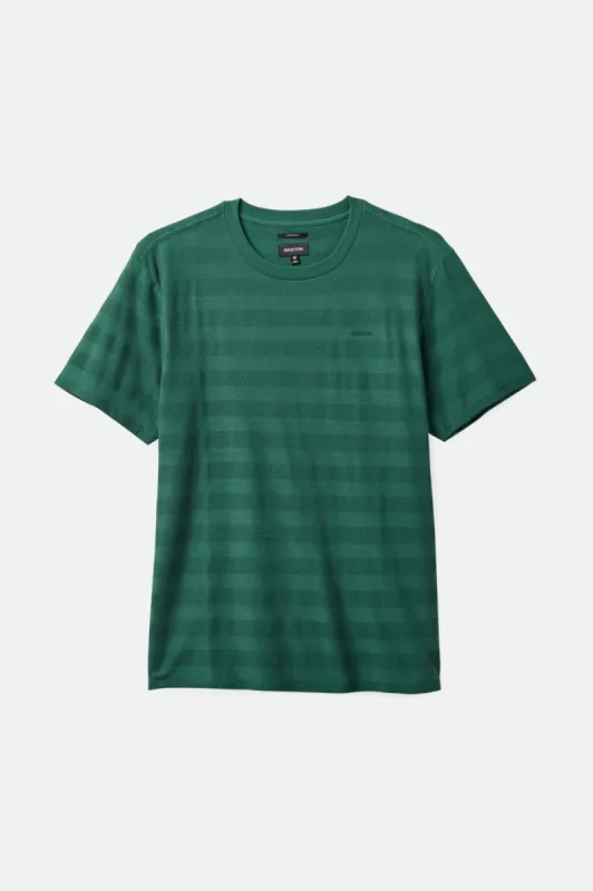 The City Jacquard Stripe S/S Tee - Trekking Green sold by Brixton