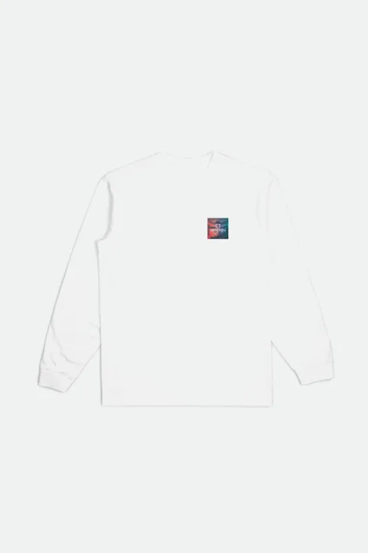 Alpha Square L/S Standard Tee - White/Dawn Gradient sold by Brixton