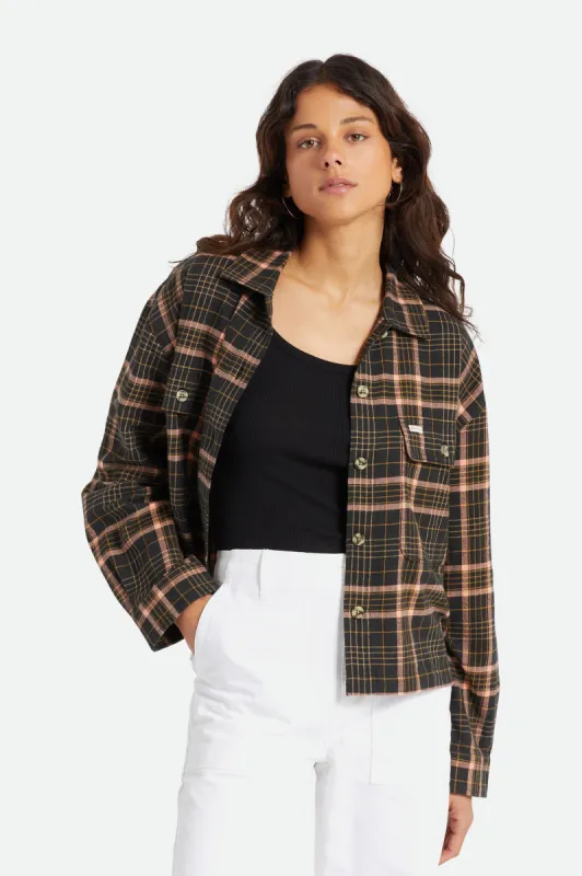 Bowery Women's Lightweight L/S Flannel - Washed Black sold by Brixton