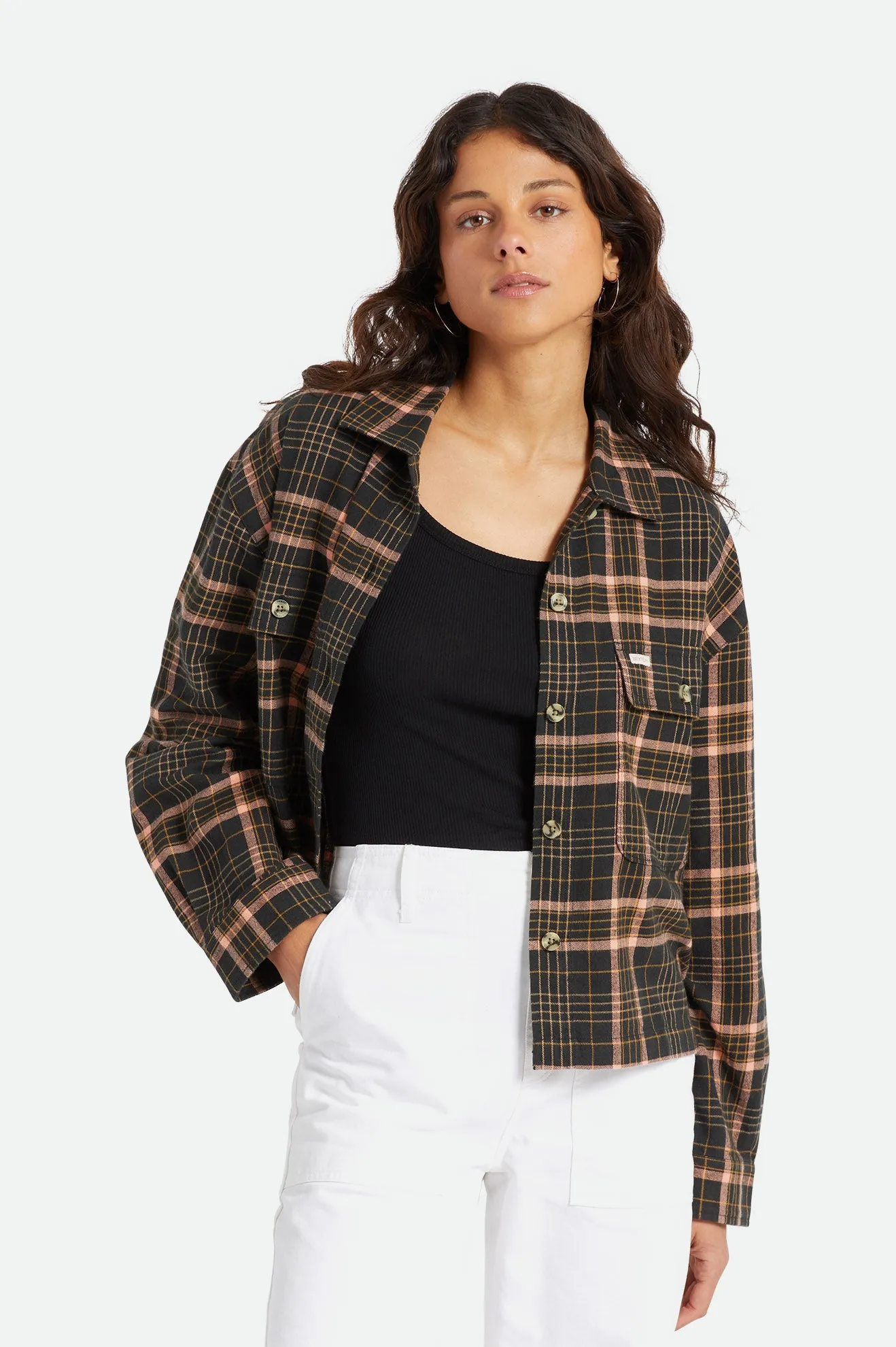 Bowery Women's Lightweight L/S Flannel - Washed Black sold by Brixton