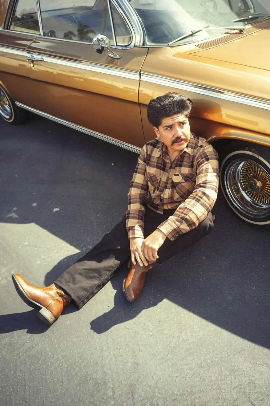 Bowery L/S Flannel - Tigerʼs Eye/Pinecone Brown/Washed Black sold by Brixton product image thumbnail 3