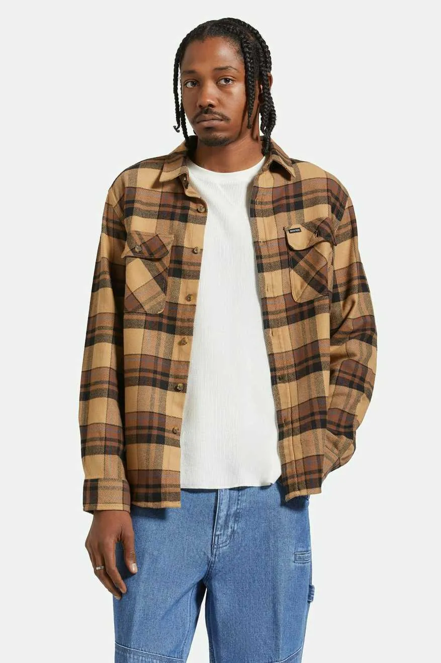 Bowery L/S Flannel - Tigerʼs Eye/Pinecone Brown/Washed Black sold by Brixton product image thumbnail 5