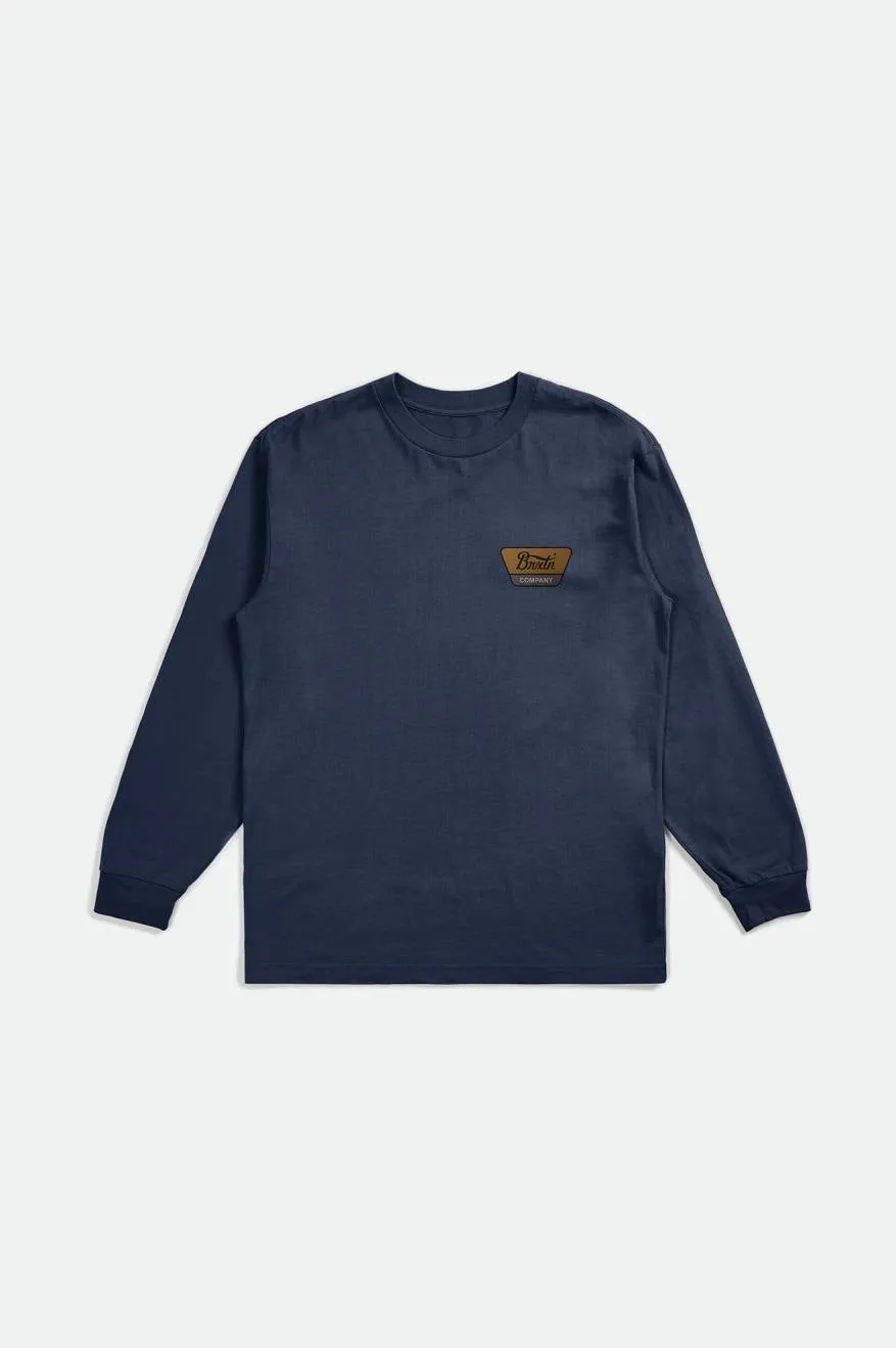 Linwood L/S Tee - Washed Navy/Golden Brown/Dusk sold by Brixton product image thumbnail 2