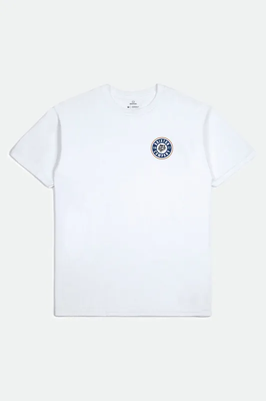 Rage S/S Standard Tee - White/Blue sold by Brixton