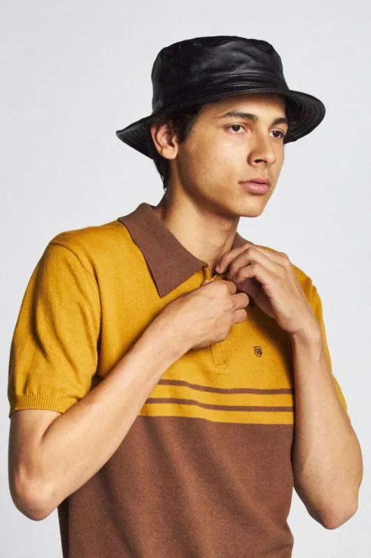 Mathews Bucket Hat - Black Leather sold by Brixton