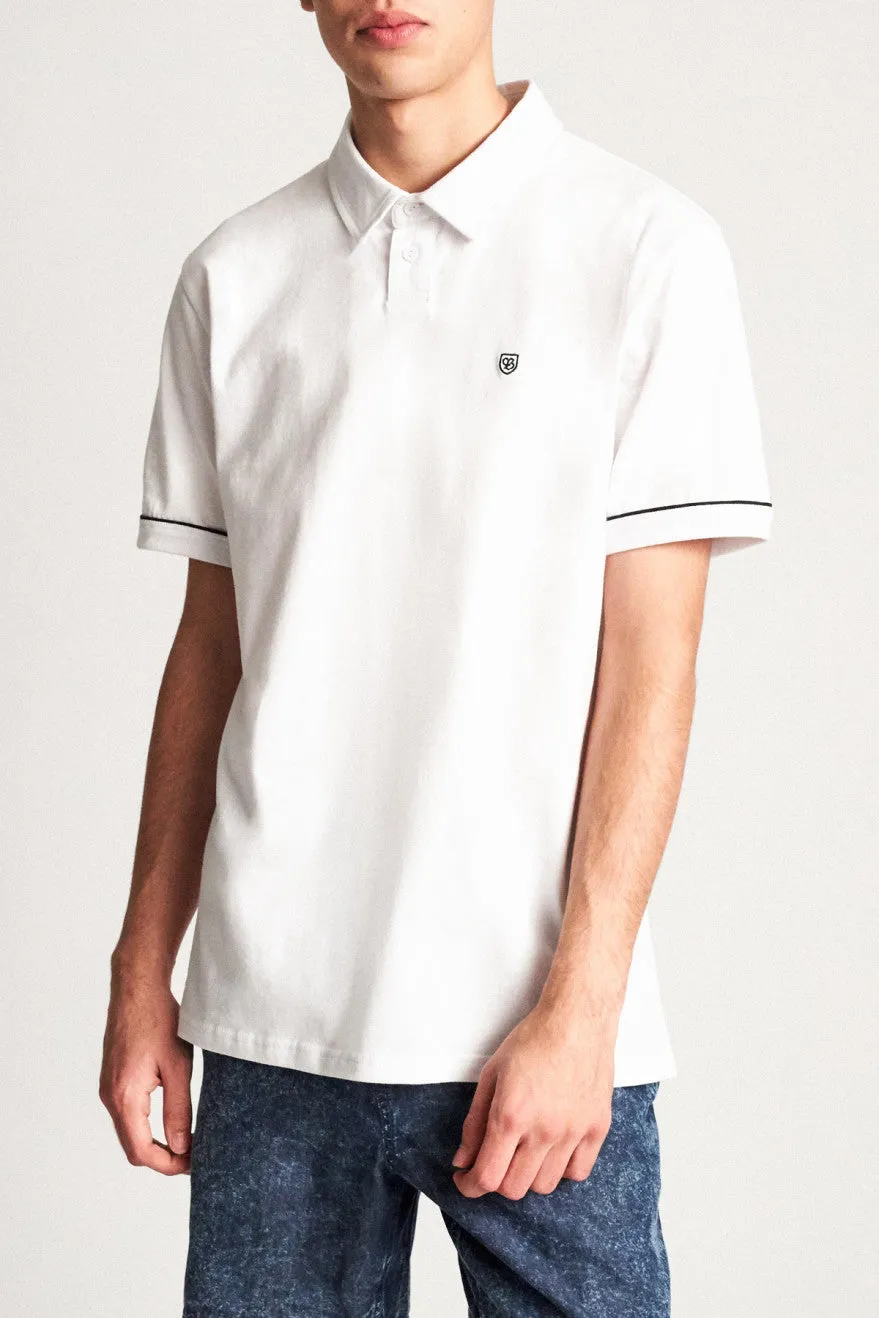 Carlos S/S Polo Knit - White/Black sold by Brixton