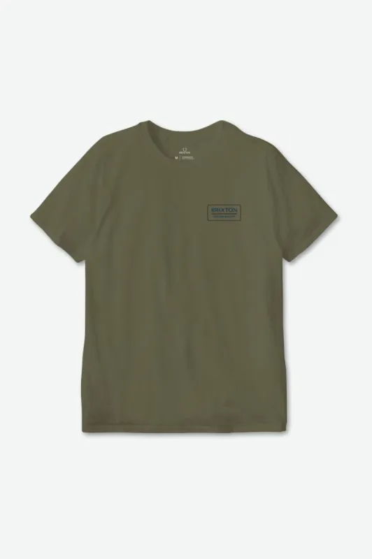 Palmer Proper S/S Standard Tee - Olive Surplus/Navy/Washed Black sold by Brixton