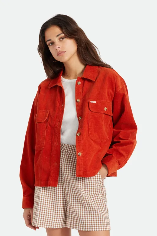 Bowery Women's Corduroy L/S Flannel - Phoenix Orange sold by Brixton