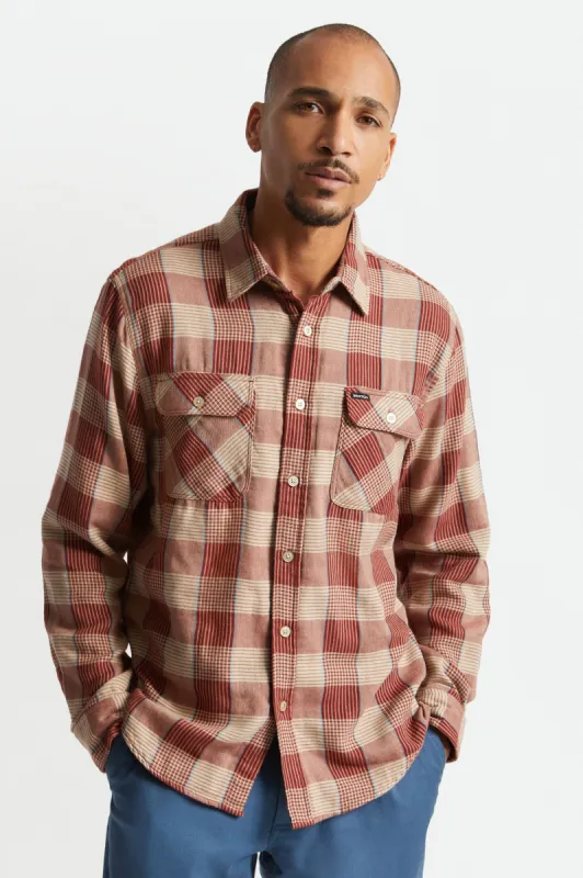 Bowery Soft Weave L/S Flannel - Vanilla/Dark Brick sold by Brixton