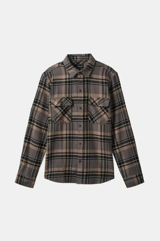 Bowery L/S Flannel - Charcoal/Black/Cinder Grey sold by Brixton