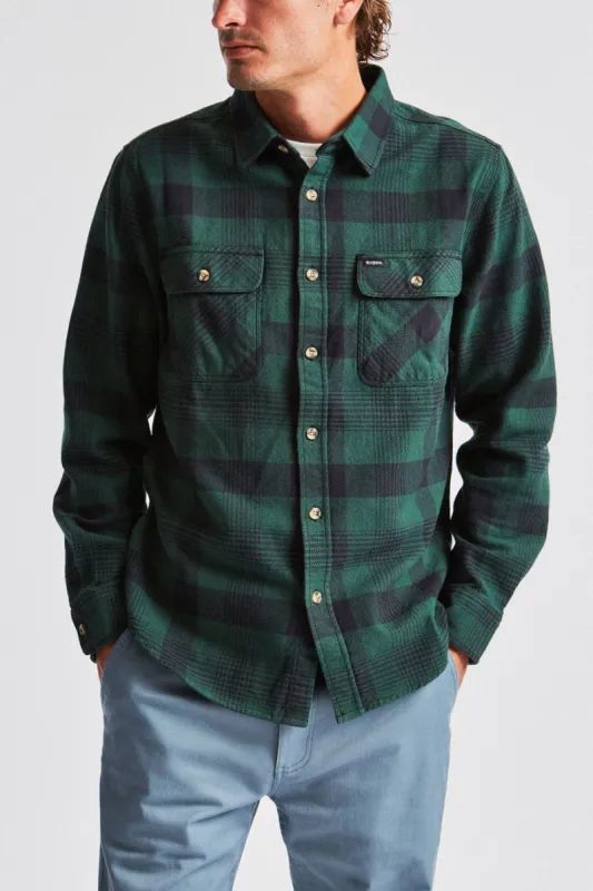 Bowery L/S Flannel - Black/Green sold by Brixton