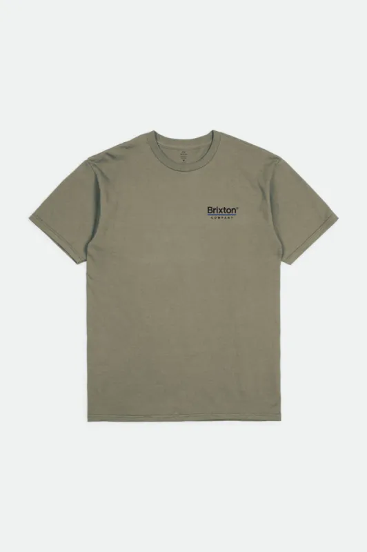 Palmer Line S/S Standard Tee - Worn Wash Military Olive sold by Brixton
