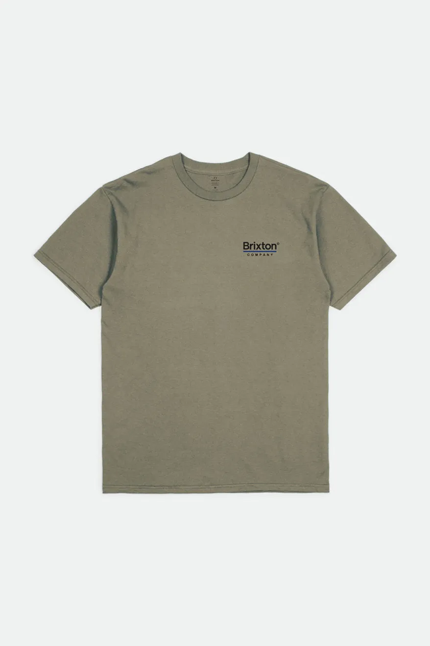 Palmer Line S/S Standard Tee - Worn Wash Military Olive sold by Brixton