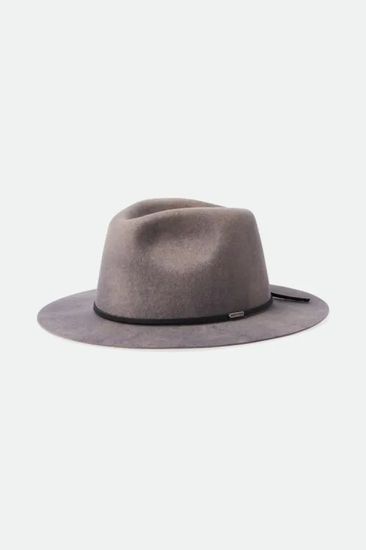 Wesley Fedora - Grey Worn Wash sold by Brixton