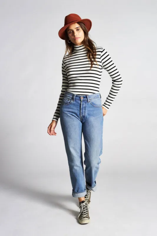 Ashley L/S Turtleneck - Black/White sold by Brixton