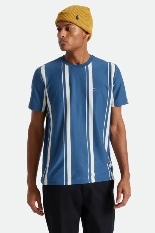 Hilt Shield Vertical S/S Knit - Off White/Joe Blue sold by Brixton