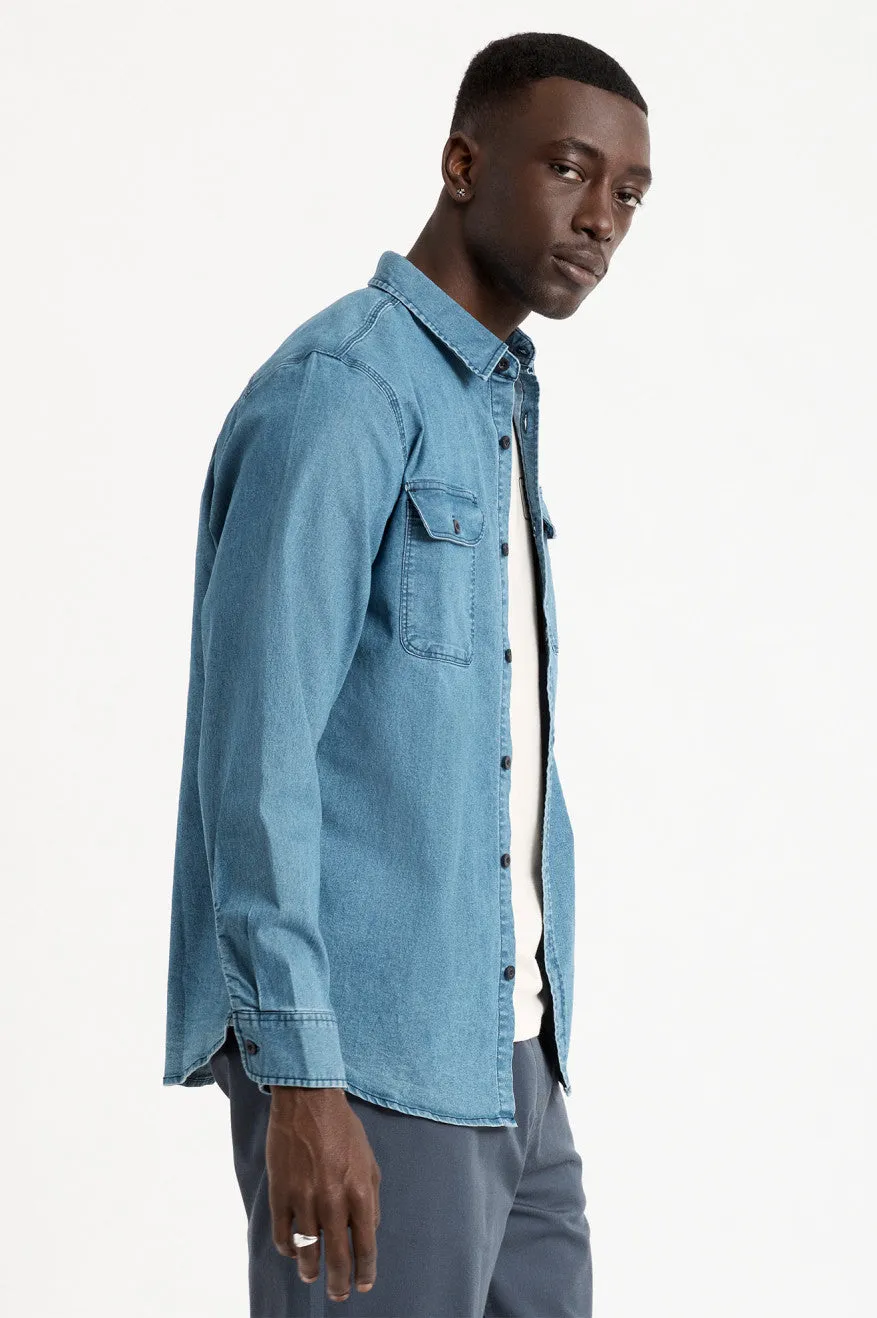 Bowery Lightweight L/S Utility Shirt - Worn Indigo sold by Brixton product image thumbnail 3