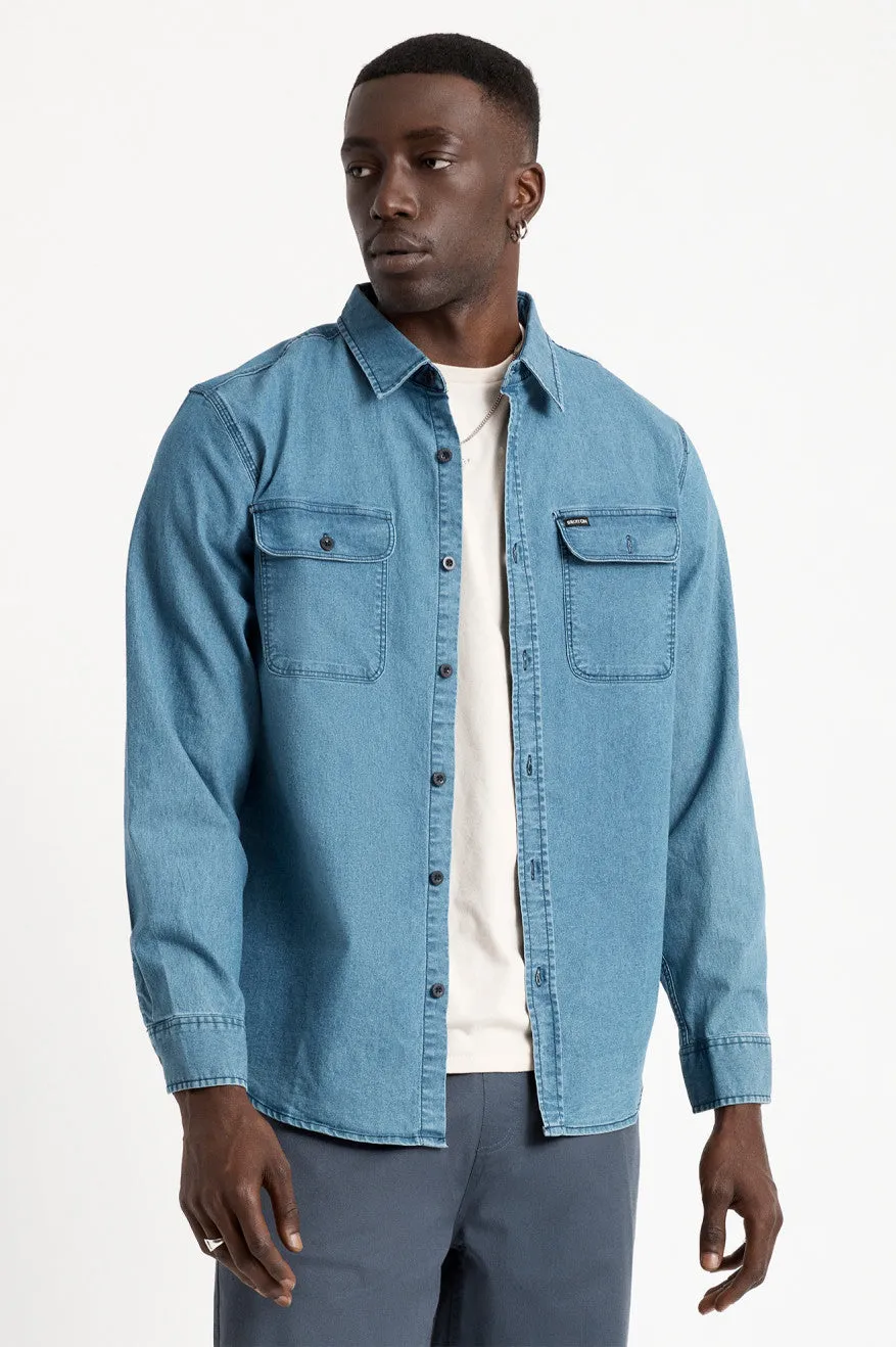 Bowery Lightweight L/S Utility Shirt - Worn Indigo sold by Brixton