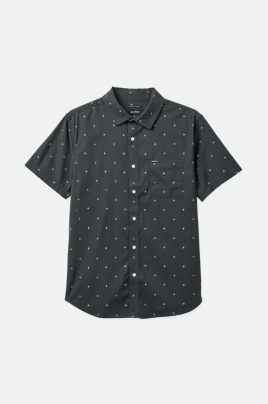 Charter Print S/S Shirt - Washed Black Pyramid sold by Brixton