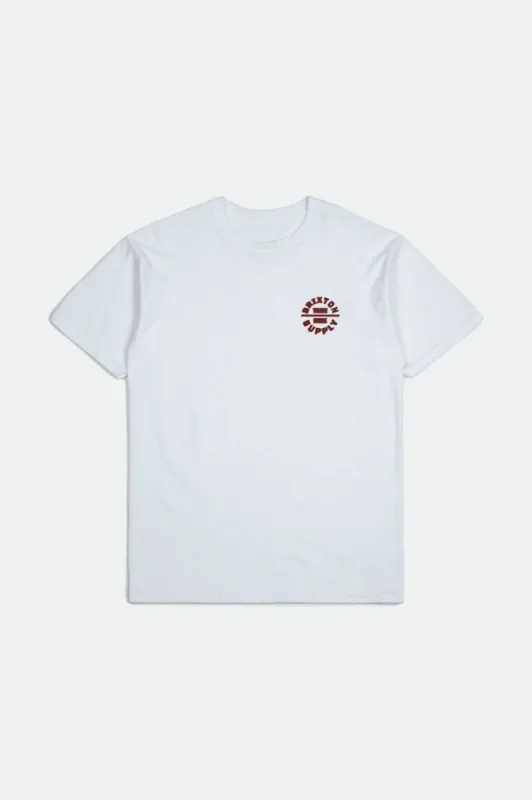 Boys Oath II S/S Standard Tee - White/Red sold by Brixton