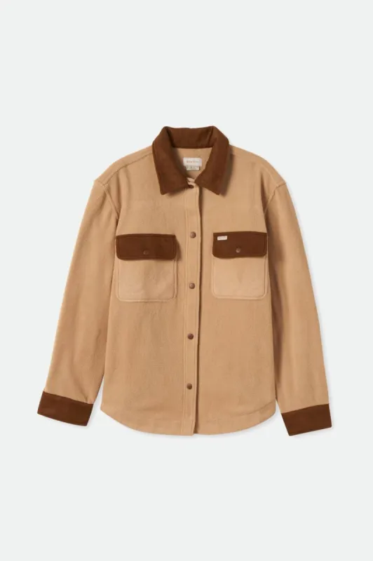 Bowery Boyfriend Arctic Stretch L/S Fleece - Sesame/Bison sold by Brixton