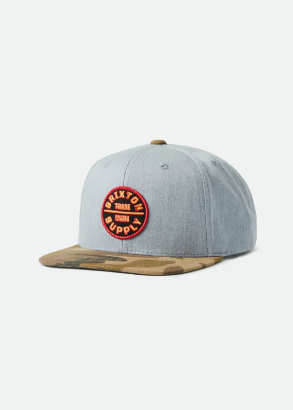 Boys Oath Snapback - Light Heather Grey/Forest Camo sold by Brixton