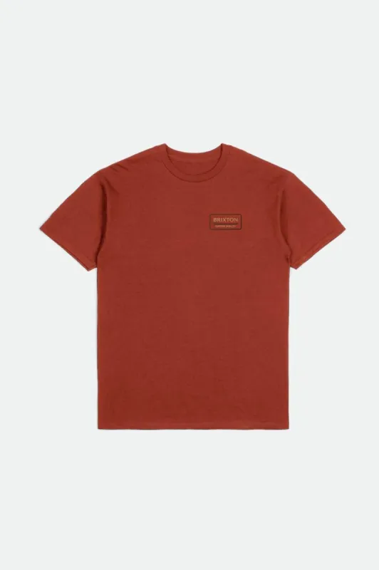 Palmer Proper S/S Standard Tee - Barn Red/Antelope/Washed Black sold by Brixton