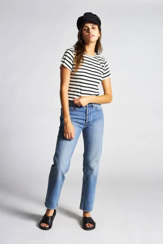 Jennifer S/S Baby Tee - Black/White sold by Brixton