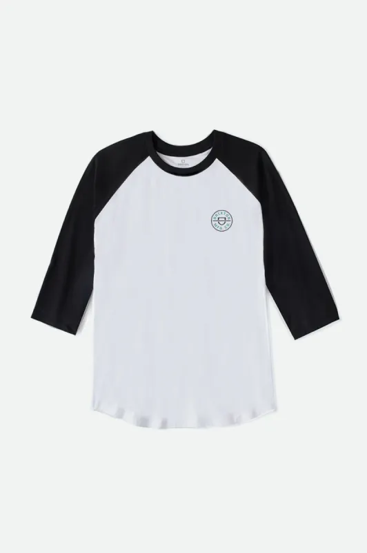 Crest S/S Raglan Knit - White/Black sold by Brixton