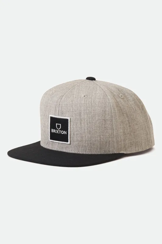 Alpha Square Netlpus MP Snapback - Heather Grey/Black sold by Brixton