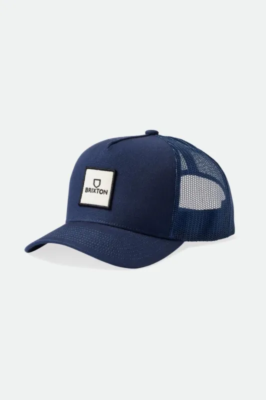 Alpha Block Netplus MP Trucker Hat - Washed Navy/Washed Navy sold by Brixton